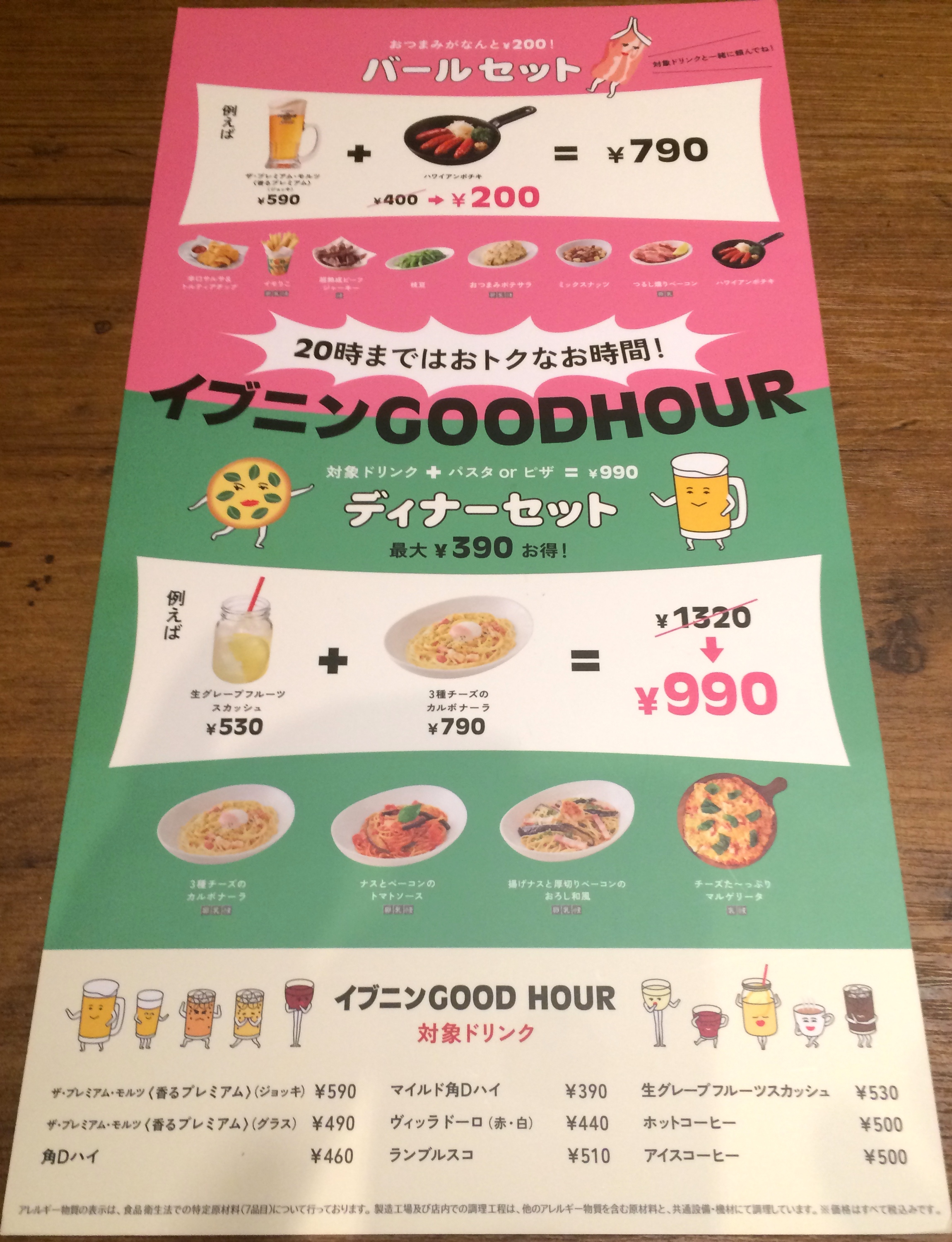 メニュー プロント
